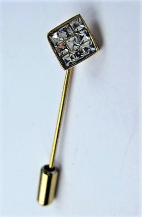 Hoedenspeld, pin, verguld met 9 kristalheldere steentjes (79, Antiek en Kunst, Curiosa en Brocante, Ophalen