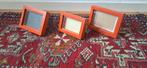 Vintage Jaren 70 Fotolijstjes - Oranje Hout, Ophalen, Minder dan 50 cm, Gebruikt, Minder dan 50 cm