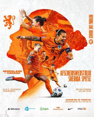2 kaartjes Nederland - Canada vrouwen voetbal 28 oktober  beschikbaar voor biedingen