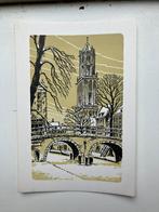 Kaart / druk Utrecht de domtoren met oudegracht, Antiek en Kunst, Kunst | Litho's en Zeefdrukken, Ophalen of Verzenden