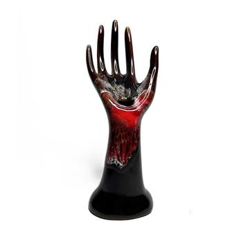 Vintage keramische hand ringhouder - rood geglazuurd beschikbaar voor biedingen