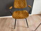 Mosterdgele velvet stoel met armleuning - industrieel design, Ophalen, Zwart, Zo goed als nieuw, Metaal