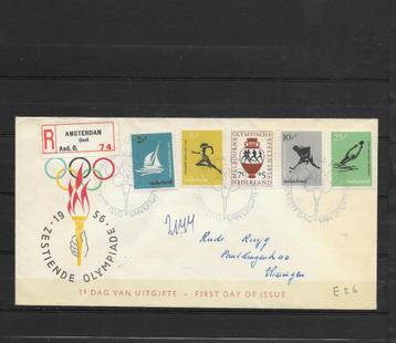 FDC E26, Olympiade uit 1956. Beschreven met open klep. beschikbaar voor biedingen