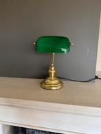 Bankierslamp goudkleurig met groene kap, Huis en Inrichting, Lampen | Tafellampen, Ophalen of Verzenden, Zo goed als nieuw, Minder dan 50 cm