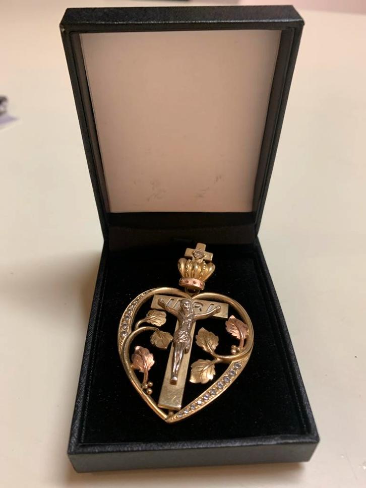 14K Gouden Tricolor  Hanger, Sieraden, Tassen en Uiterlijk, Kettingen, Zo goed als nieuw, Goud, Goud, Met hanger, Verzenden