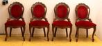Antieke Rode Fluwelen Eetkamerstoelen - Set van 4, Ophalen