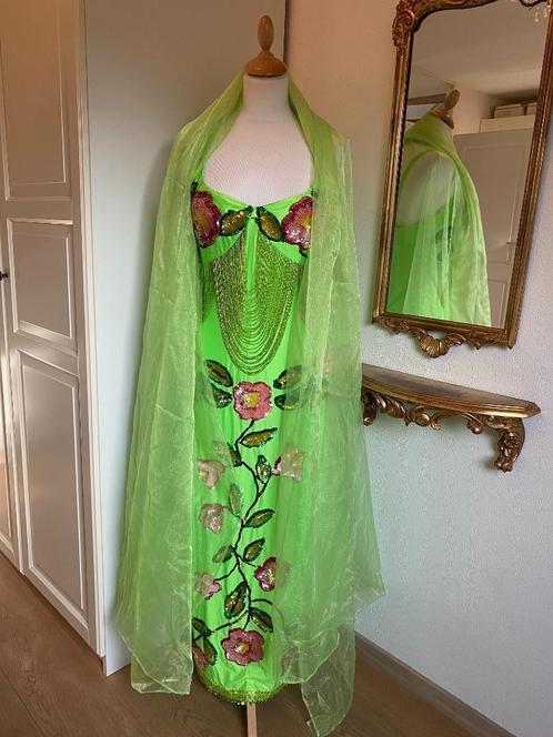 Traditionele buikdans set (M) uit Istanboel, Kleding | Dames, Jurken, Gedragen, Maat 38/40 (M), Groen, Onder de knie, Ophalen of Verzenden