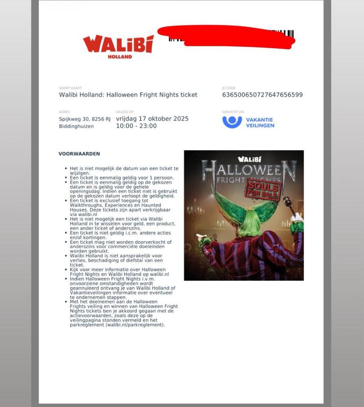 Halloween fright night tickets 2 stuks!, Tickets en Kaartjes, Concerten | Pop, Twee personen, Oktober