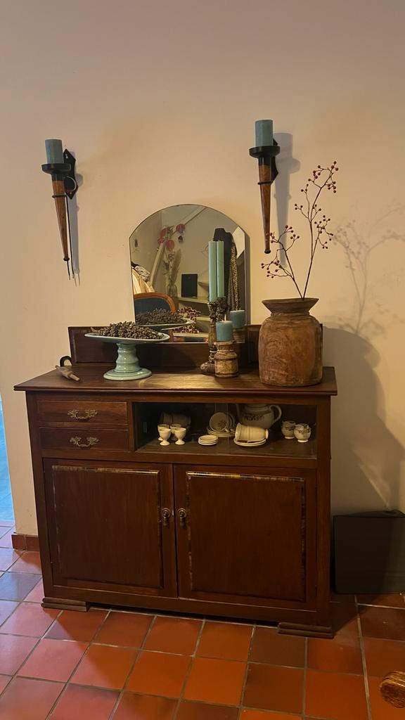 Klassieke kast met spiegel & vitrine, Huis en Inrichting, Kasten | Dressoirs, Gebruikt, 100 tot 150 cm, 25 tot 50 cm, Met lade(s)