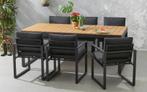 Te koop tuinset zwart, 6 stoelen en een tafel, aluminium, Tuin en Terras, Tuinsets en Loungesets, 6 zitplaatsen, Aluminium, Ophalen of Verzenden