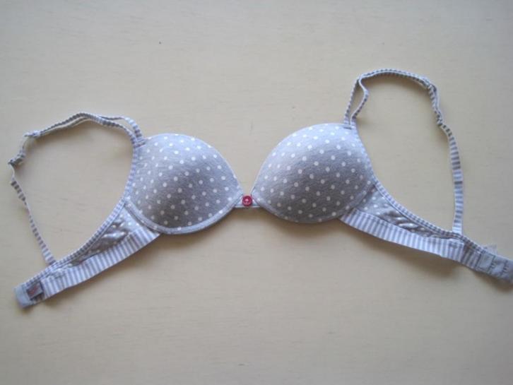 *BOOPS EN BLOOMERS* tiener BH 70A in grijs met witte stip, Kleding | Dames, Ondergoed en Lingerie, BH, Grijs, Ophalen of Verzenden