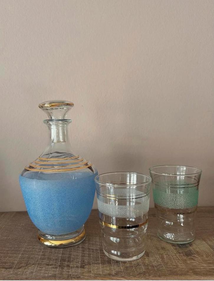 Vintage Likeurset met Karaf en Glazen, Antiek en Kunst, Antiek | Glas en Kristal, Ophalen of Verzenden