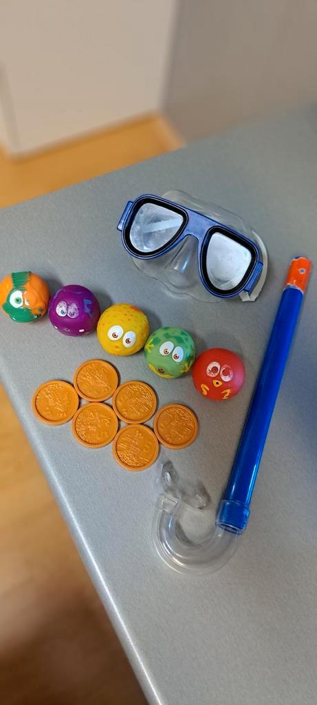 Snorkel en duikbril voor kinderen met duikmunten en ballen., Watersport en Boten, Snorkelen, Zo goed als nieuw, Ophalen of Verzenden
