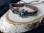 bruin leren armband Nazar / Evil Eye (bloem/ster), Sieraden, Tassen en Uiterlijk, Armbanden, Ophalen of Verzenden, Nieuw, Bruin