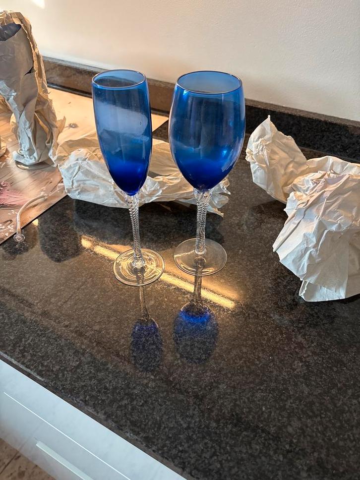 Blauwe Glazen - Set van 6 en 5, Huis en Inrichting, Keuken | Servies, Zo goed als nieuw, Glas of Glazen, Overige stijlen, Glas