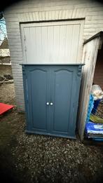Blauwe Kast met Deuren en Planken, Huis en Inrichting, Kasten | Kledingkasten, Ophalen, Gebruikt, 100 tot 150 cm, 50 tot 100 cm