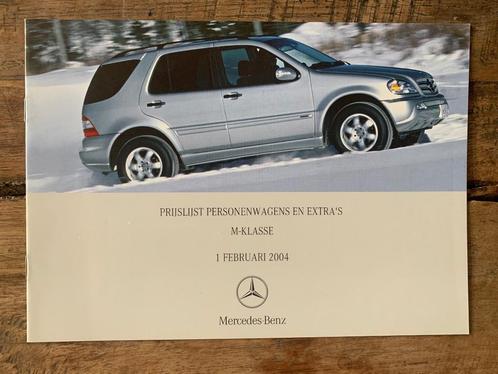 Prijslijst Mercedes-Benz M-klasse W163 facelift 2004 NL, Boeken, Auto's | Folders en Tijdschriften, Nieuw, Mercedes, Ophalen of Verzenden