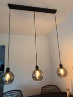 Moderne hanglamp met rookglas bollen, Ophalen, Zo goed als nieuw, Glas, 75 cm of meer