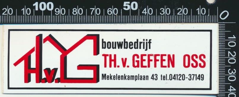 Sticker: Bouwbedrijf Van Geffen - Oss, Verzamelen, Stickers, Zo goed als nieuw, Bedrijf of Vereniging, Ophalen of Verzenden