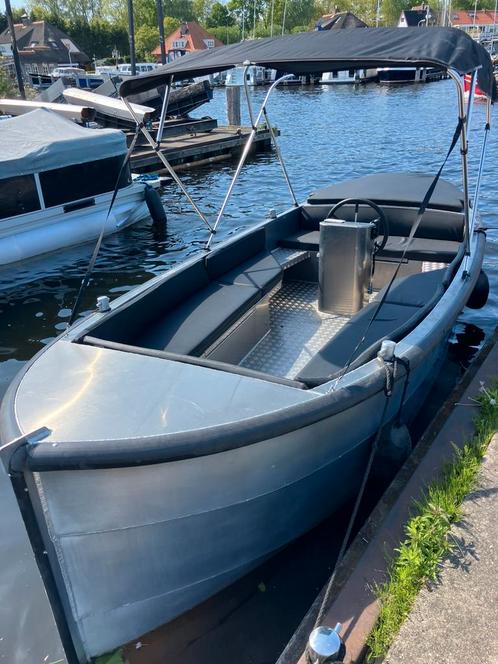 Elektrische aluminium sloep 5,50 x 2,00 meter, Watersport en Boten, Sloepen, Zo goed als nieuw, Tot 10 pk, 3 tot 6 meter, Buitenboordmotor