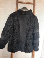 Vintage leren/astrakan jas, Kleding | Dames, Maat 38/40 (M), Ophalen of Verzenden, Zo goed als nieuw, Zwart