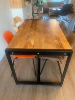 Mangohouten Eettafel met Metalen Onderstel, Huis en Inrichting, Tafels | Eettafels, Ophalen, Gebruikt, 100 tot 150 cm, 150 tot 200 cm