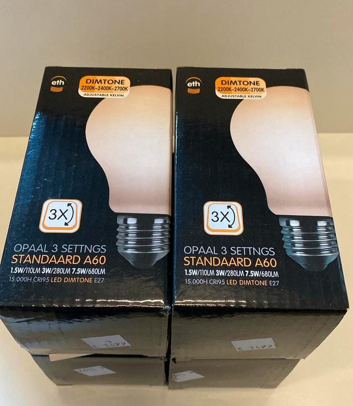 2X ETH Sceneswitch standaardlamp led opaal E27 7.5w, Huis en Inrichting, Lampen | Losse lampen, Nieuw, Led-lamp, 30 tot 60 watt