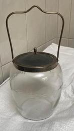 Antieke glazen snoeppot met gravure, Antiek en Kunst, Ophalen of Verzenden