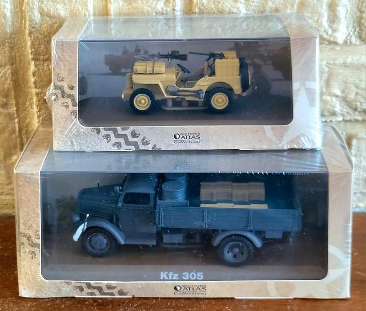 Legervoertuigen - Kfz 305 Opel Blitz & Jeep Willy's SAS 1:43, Hobby en Vrije tijd, Modelauto's | 1:43, Gebruikt, Auto, Overige merken
