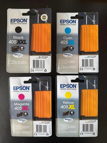 4 nieuwe Epson 405XL cartridges Magenta, Yellow, Cyan, Black beschikbaar voor biedingen