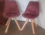 Set van 2 roze fluweel kuipstoelen, Huis en Inrichting, Ophalen, Hout, Gebruikt, Twee