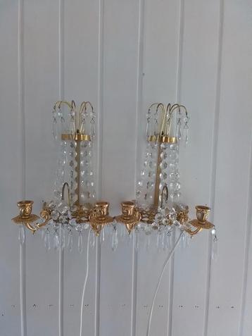 wandlamp kaarsenstandaard glazen pegels beschikbaar voor biedingen