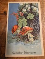 Paddestoelen en klavertjes vier - Gelukkig Nieuwjaar, Verzamelen, Ansichtkaarten | Themakaarten, Verzenden, Gelopen, Feest(dag)