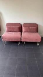 Twee roze velvet lounge stoelen, Ophalen, Gebruikt, Eenpersoons, Minder dan 75 cm