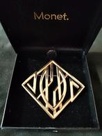 Vintage Monet vergulde geometrische broche met doos, Sieraden, Tassen en Uiterlijk, Broches, Overige materialen, 4 tot 7 cm, Verzenden