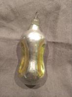 B296 oude Russische kerstbal goud met zilver ornament, Diversen, Kerst, Ophalen of Verzenden, Gebruikt