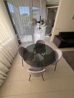 Eettafel met 4 stoelen, Ophalen, Rond, Vier personen, Glas