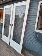 Glas in lood schuifdeuren, Doe-het-zelf en Verbouw, Gebruikt, Deurkozijn, Hout, Ophalen