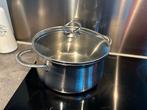 RVS Kookpan met Deksel, Inductieplaat, Zo goed als nieuw, Rvs, Ophalen