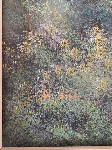 Klassiek Schilderij M.Hill Vennetje in Landschap Ingelijst K beschikbaar voor biedingen