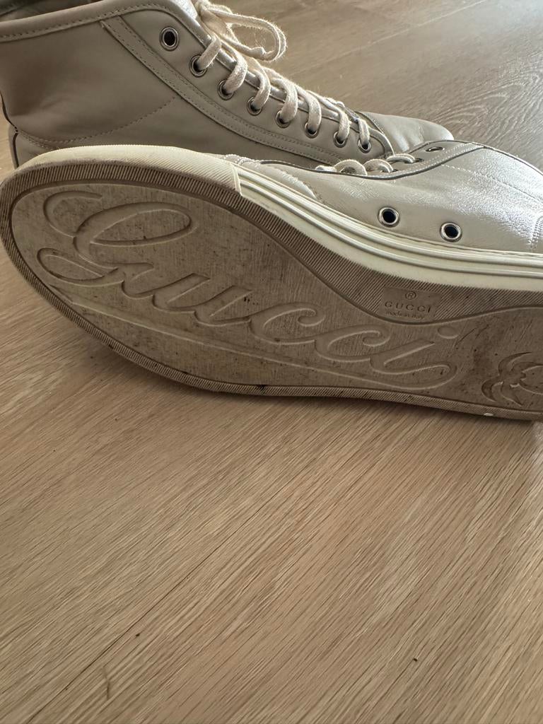Gucci High Top Sneakers Maat 42, Ophalen of Verzenden, Gedragen, Wit, Sneakers of Gympen