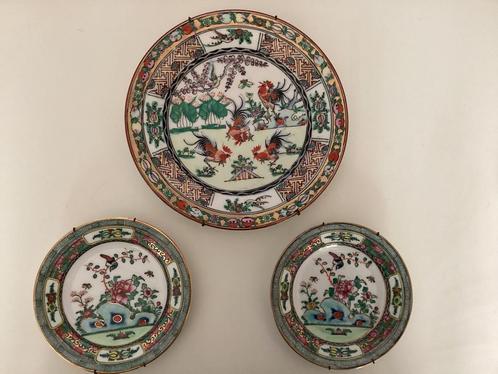 Chinese vintage wand bordjes hanen en vogel van Wa Lee, Antiek en Kunst, Antiek | Porselein, Ophalen of Verzenden