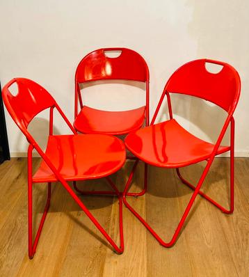 Vintage ikea  rode metalen klapstoelen x3 beschikbaar voor biedingen