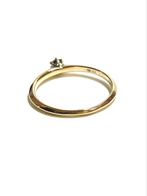 14k gouden ring met een diamant, 18 tot 19, -, -, Ophalen of Verzenden