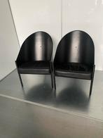 Zwarte Lederen Stoelen - Set van 2, Huis en Inrichting, Stoelen, Ophalen, Gebruikt, Twee, Zwart