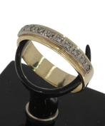 10 diamanten 14k bicolor unisex ring goud trouw vriendschap, Voordeelsieraden, 19 tot 20, Ophalen of Verzenden, Zo goed als nieuw
