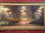Groot oude schilderij gesigneerd - landschap, Ophalen of Verzenden