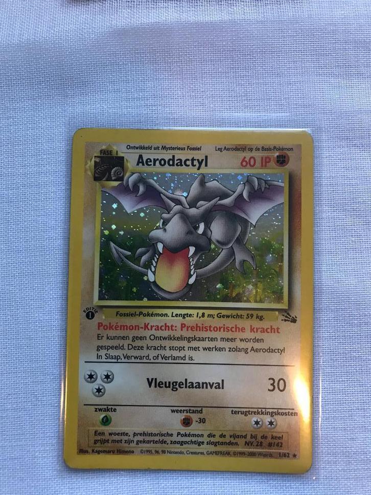 Aerodactyl FO 1 First Edition, Hobby en Vrije tijd, Verzamelkaartspellen | Pokémon, Zo goed als nieuw, Losse kaart, Foil, Ophalen of Verzenden