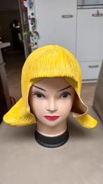 Gele rubber pruik voor de carnaval, Ophalen of Verzenden, Zo goed als nieuw, Maat 42/44 (L), Carnaval