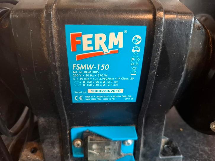 Ferm FSMW-150 Slijpmachine - Gebruikt, Doe-het-zelf en Verbouw, Gereedschap | Slijpmachines, Gebruikt, Werkbankslijpmachine, Minder dan 700 watt